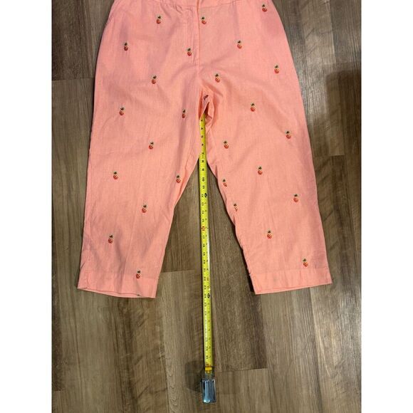 Sun Moda Resort Wear Capri Pants Coral Embroidered Pineapples  Sz XXL Summer - Picture 6 of 6